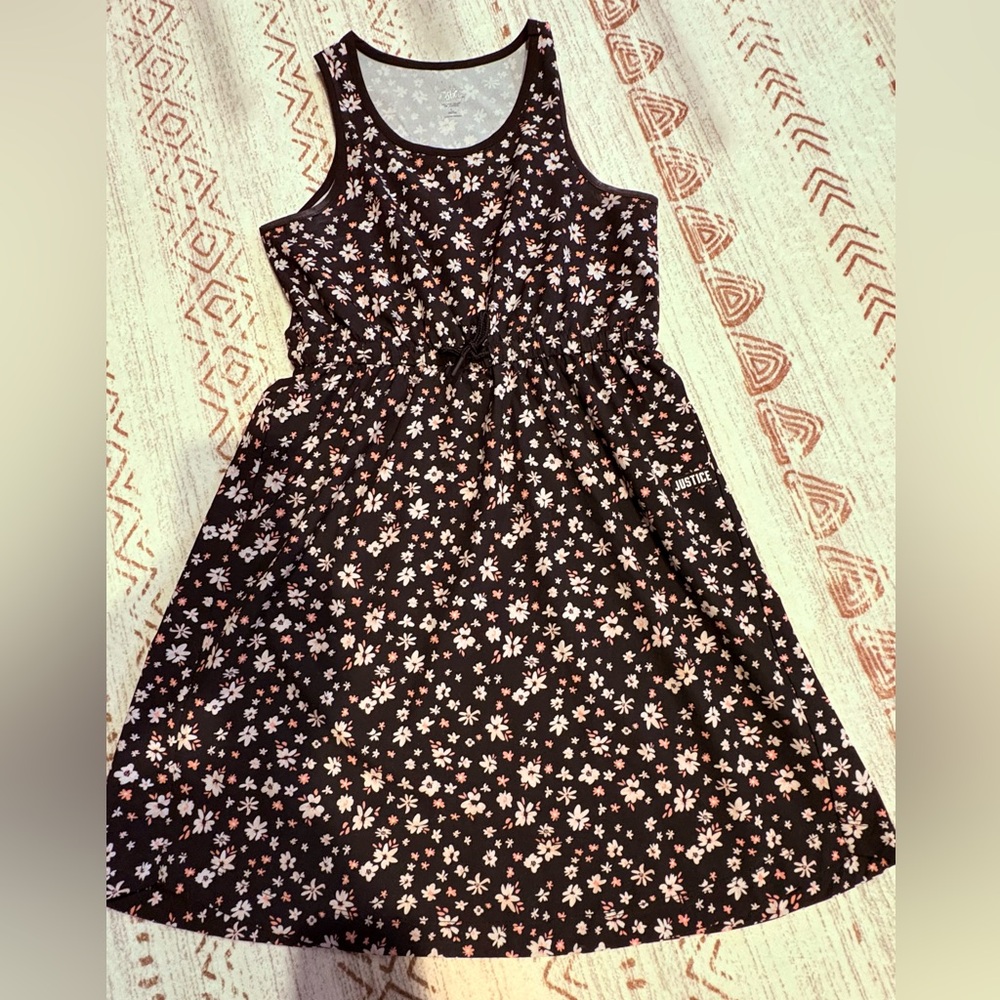 Justice Black and Pink Floral Kids Dress